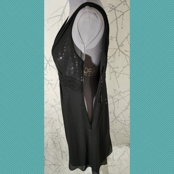 Ann Taylor NWT $289 Black Sequined Surplice Empire Waist Dress - Picture 4 of 6